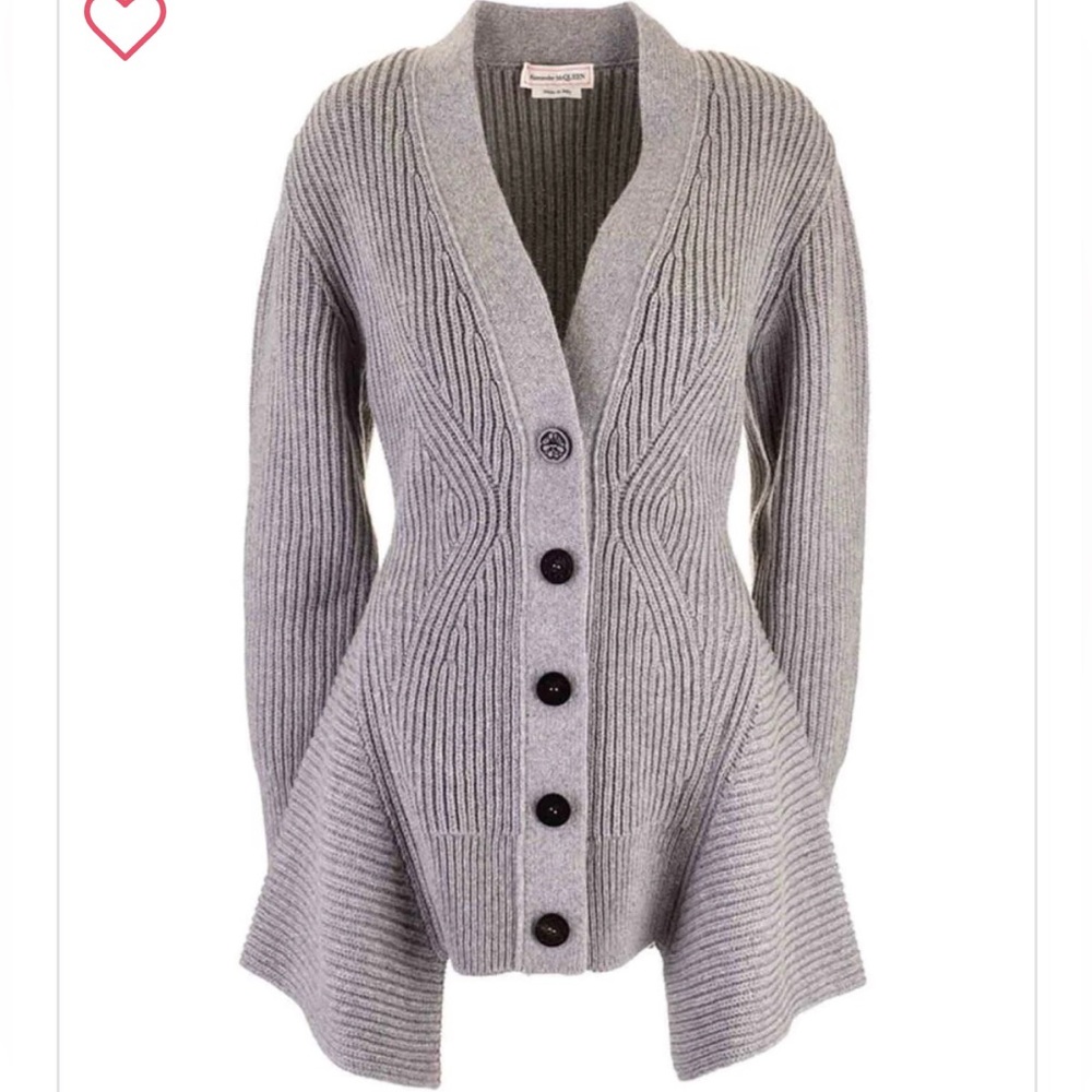 Alexander McQueen wool cardigan peplum